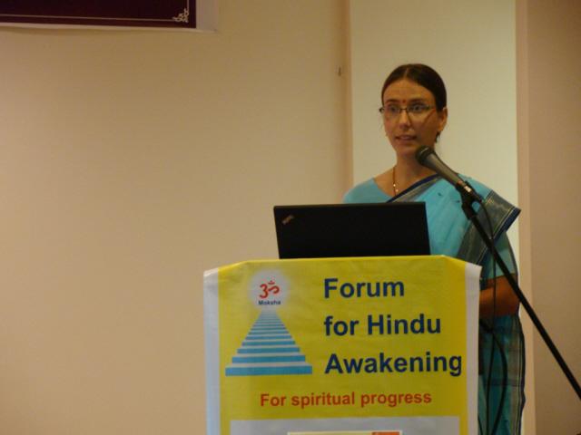 Ms. Kristen Mandziuk of SSRF addressing in the Hinduism Summit